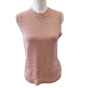 Laura Ashley Silk & Linen Knit Sweater Vest Dusty Rose M